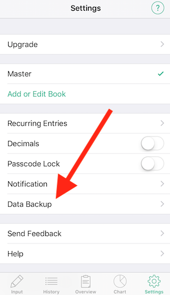 Screenshot of setting screen