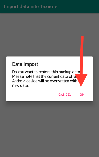 Screenshot pointing to OK