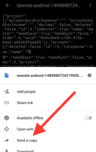 Screenshot pointing to Send a Copy