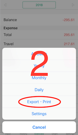 Screenshot pointing to [Export - Print]