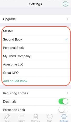 Screenshot of Setting screen